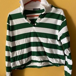 Brandy Melville green stripe polo